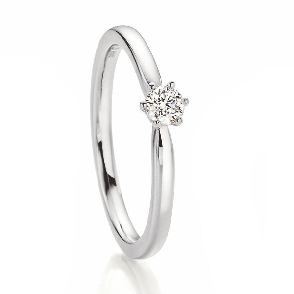 Weissgold Solitaire Ring mit 0,15 ct Brillant